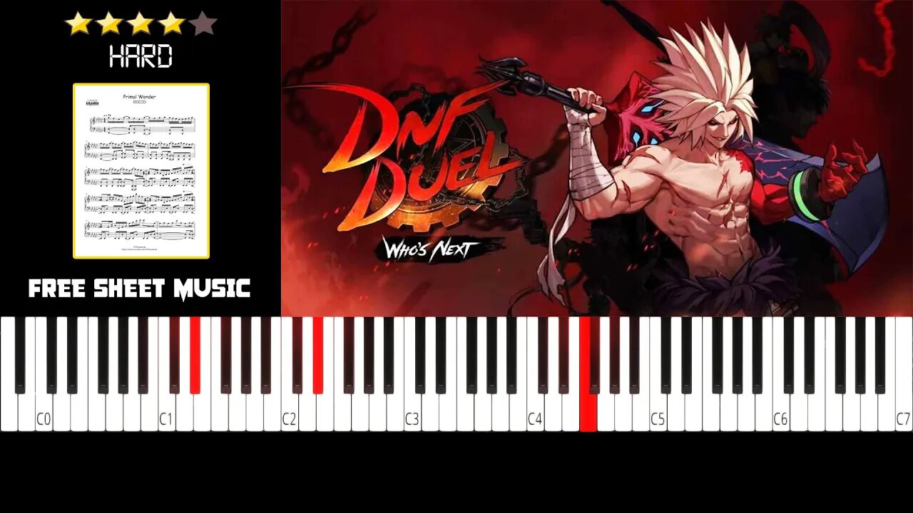 DNF Duel OST - Primal Wonder (Ruins Stage Theme) - (HARD) Piano Tutorial