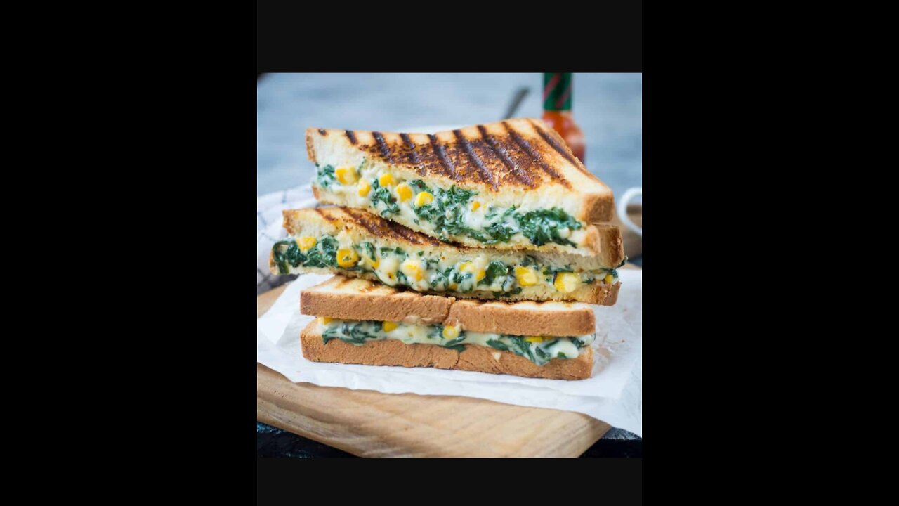 delicious,Spinach corn sandwich recipe. Quick and make it easy🤤