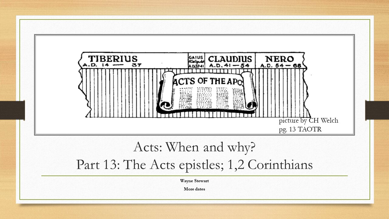 Acts - When and Why? - Part 13