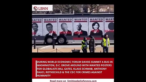 BUS HANGS WANTED POSTERS OF GLOBALISTS GUILTY OF CRIMES AGAINST HUMANITY #depopulation #globalists