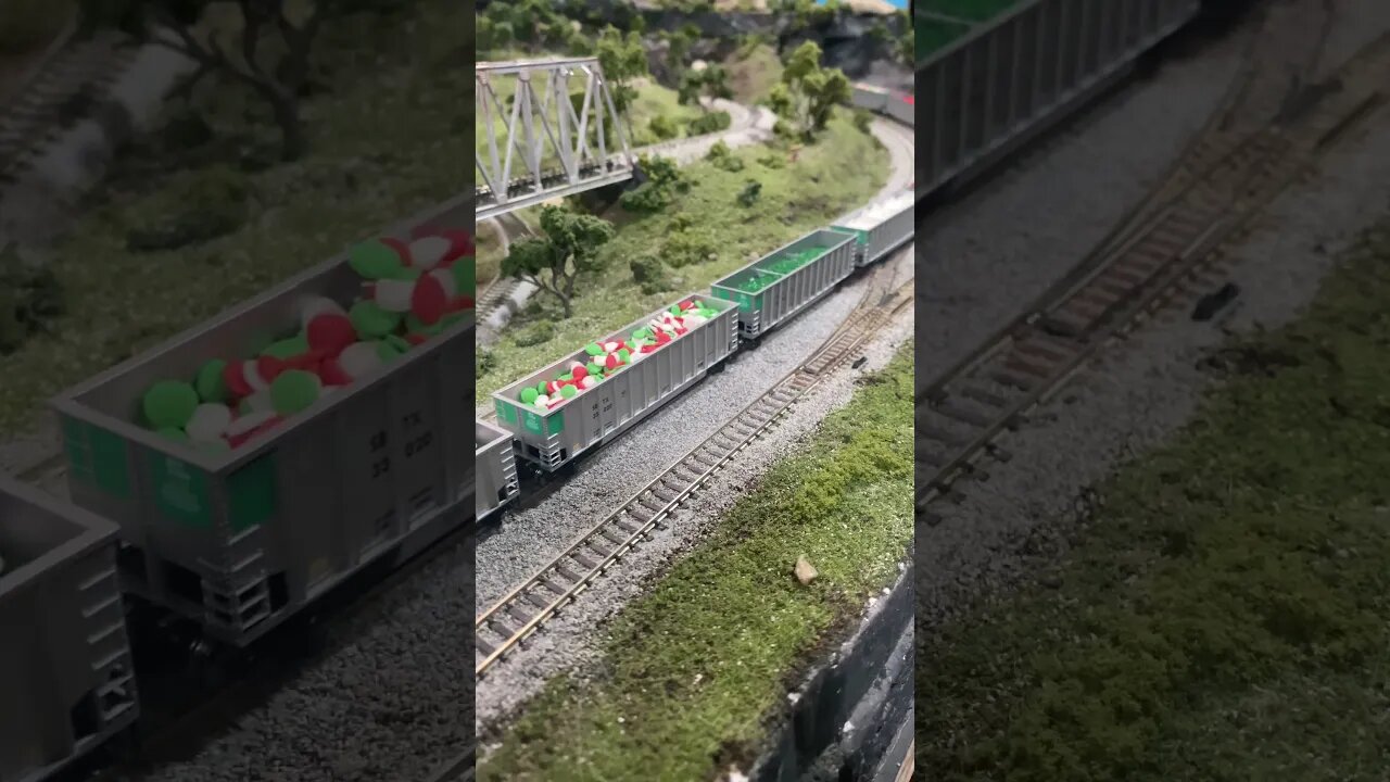 N scale steam engine hauling elf food to the North Pole