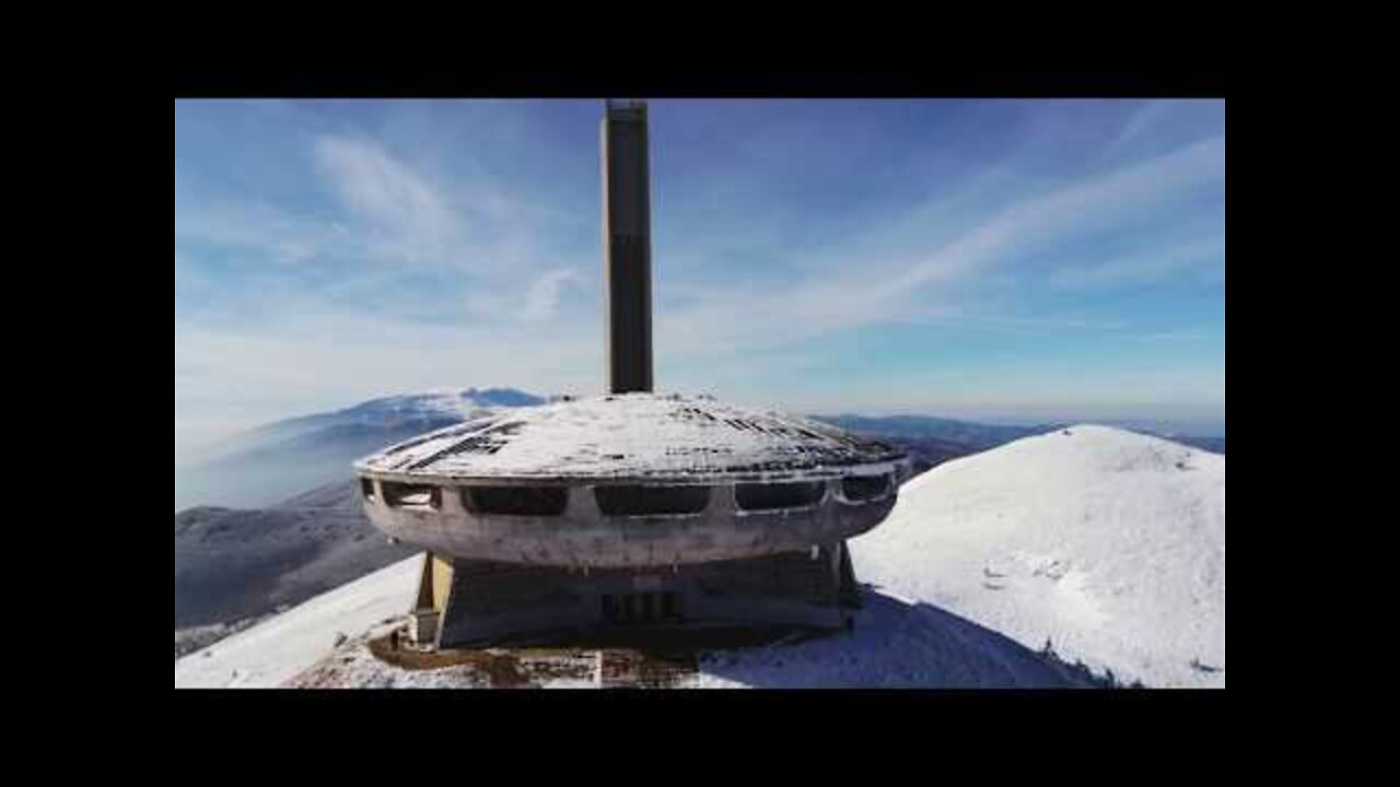 Drone view of Buzludzha Monument - Bulgaria's communist UFO