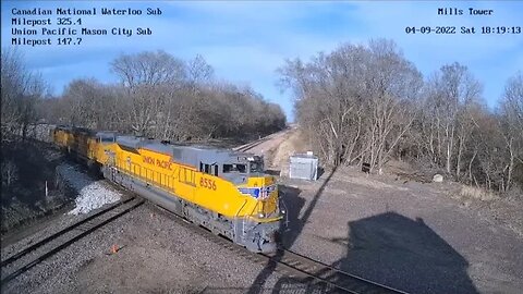 Freshly Painted UP SD70ACe Leading SB UP Manifest at Mills Tower on April 9, 2022 #Steel Highway#