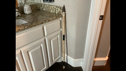 A Flint spear with rawhide as support￼ and gorilla tape for the handles￼