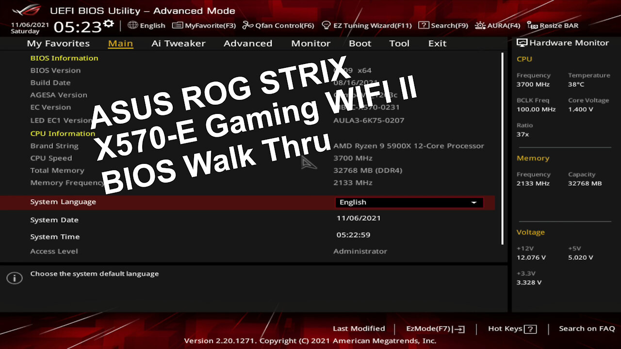 ASUS ROG STRIX X570-E Gaming WIFI II BIOS Walk Thru
