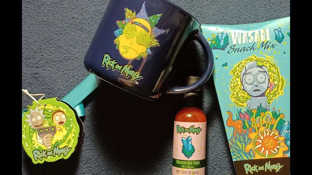 CURIOS for the CURIOUS [84] : Rick and Morty WASABI : Wasabi Snack Mix, Hot Sauce, & Mug