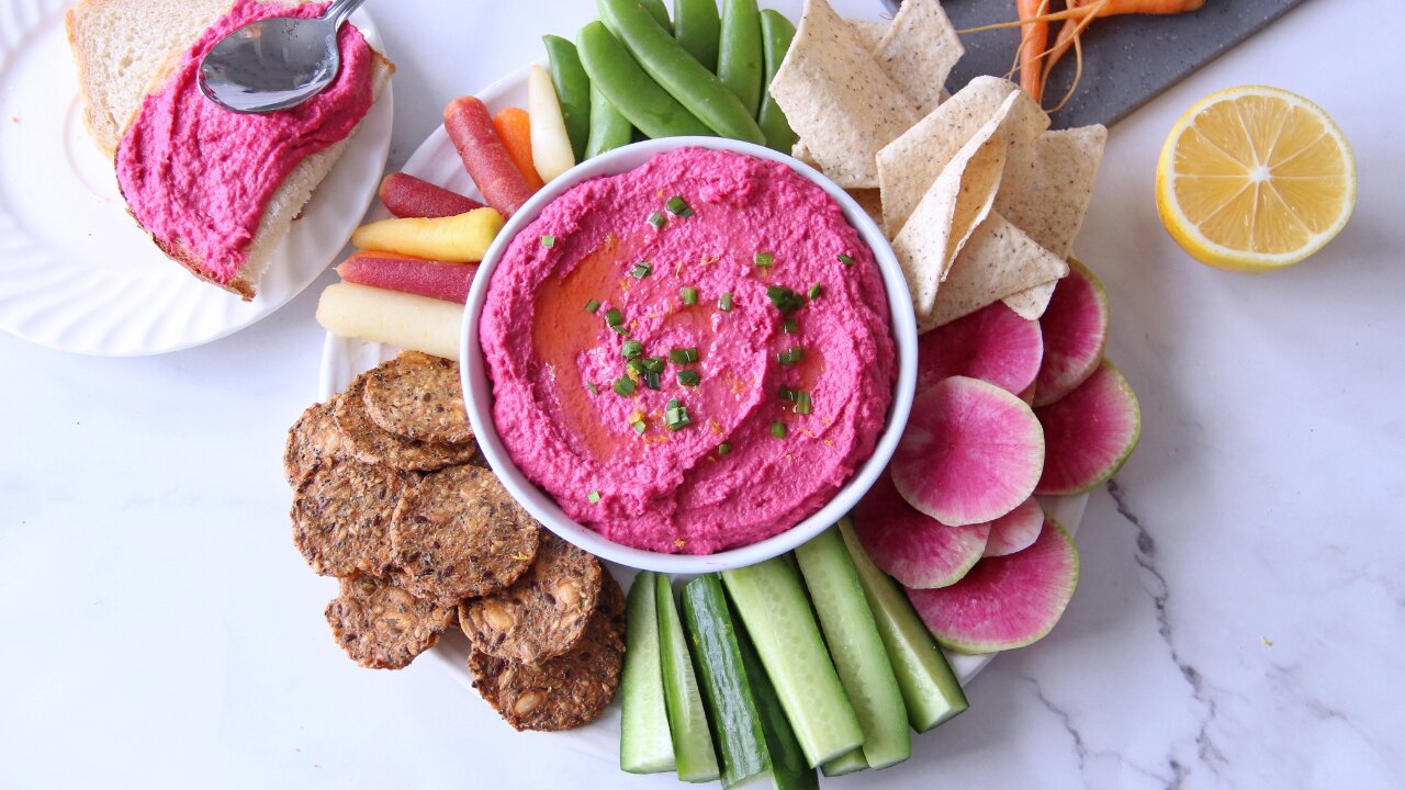 Make it for the Holidays! Roasted Beet Hummus with White Beans