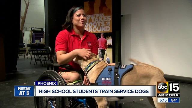 High School students train service dogs