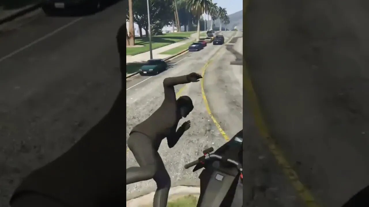 GTA Player Flipped off Broomstick by Pole #gta5 #online #random #moments #funny #mk2 #traffic #pole