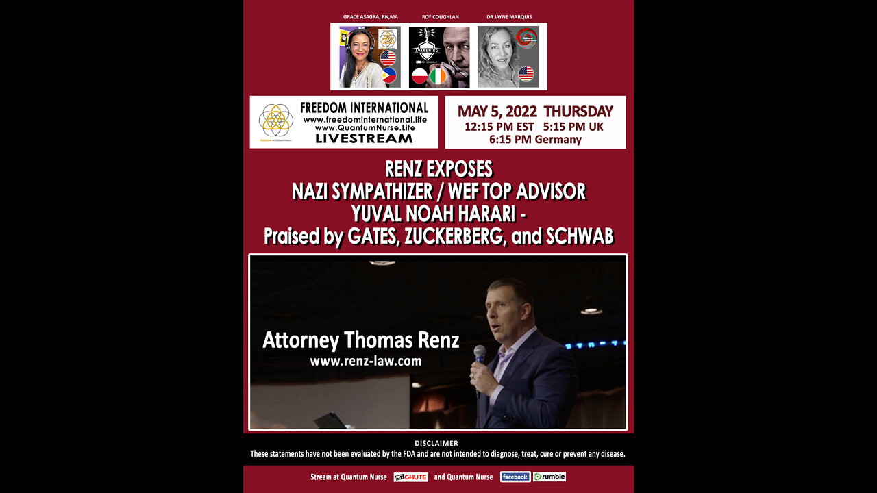 Atty. Tom Renz – Exposing Nazi Sympathizer/WEF Top Advisor Yuval Noah Harari