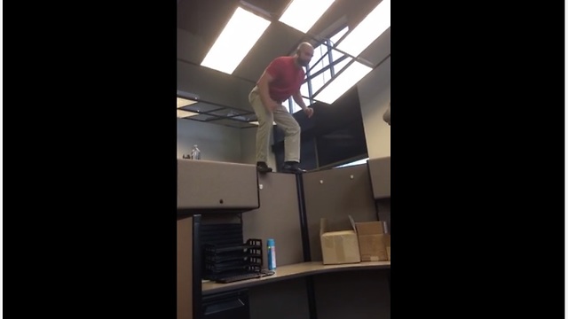 Office cubicle walk goes terribly wrong