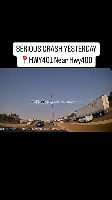 Serious Car Crash On Highway In Toronto