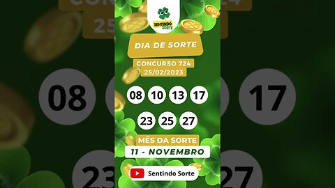 🍀 Resultado DIA DE SORTE 724 | Sentindo Sorte #shorts