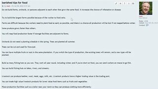 Banished tips for food