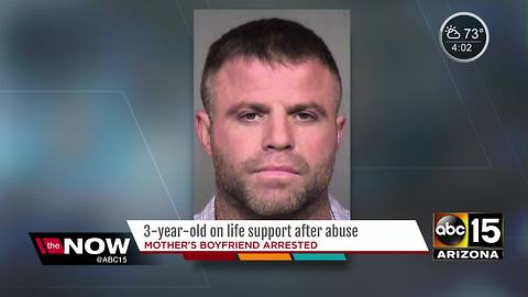 Young girl on life support after abuse from mother's boyfriend