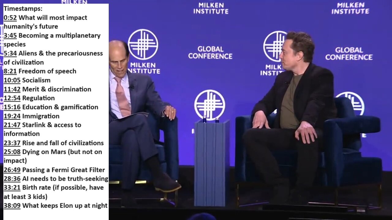 A Must Share: Elon Musk (OCOC Patron) was interviewed by Michael Milken 5.6.2024