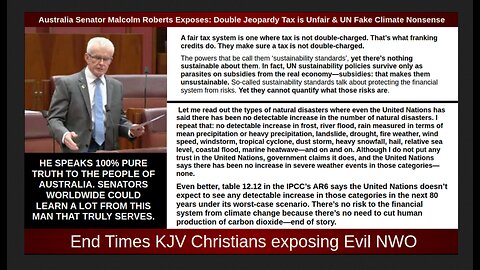 Australia Senator Malcolm Roberts Exposes: Double Jeopardy Tax is Unfair & UN Fake Climate Nonsense