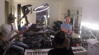 iLL Guitar & Drums duet, Pianist arrives mid-jam!! - bass, piano, drums improv trio - JHE 9/16/22