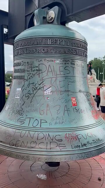 Liberty Bell Defaced by Leftist Hamas Protesters