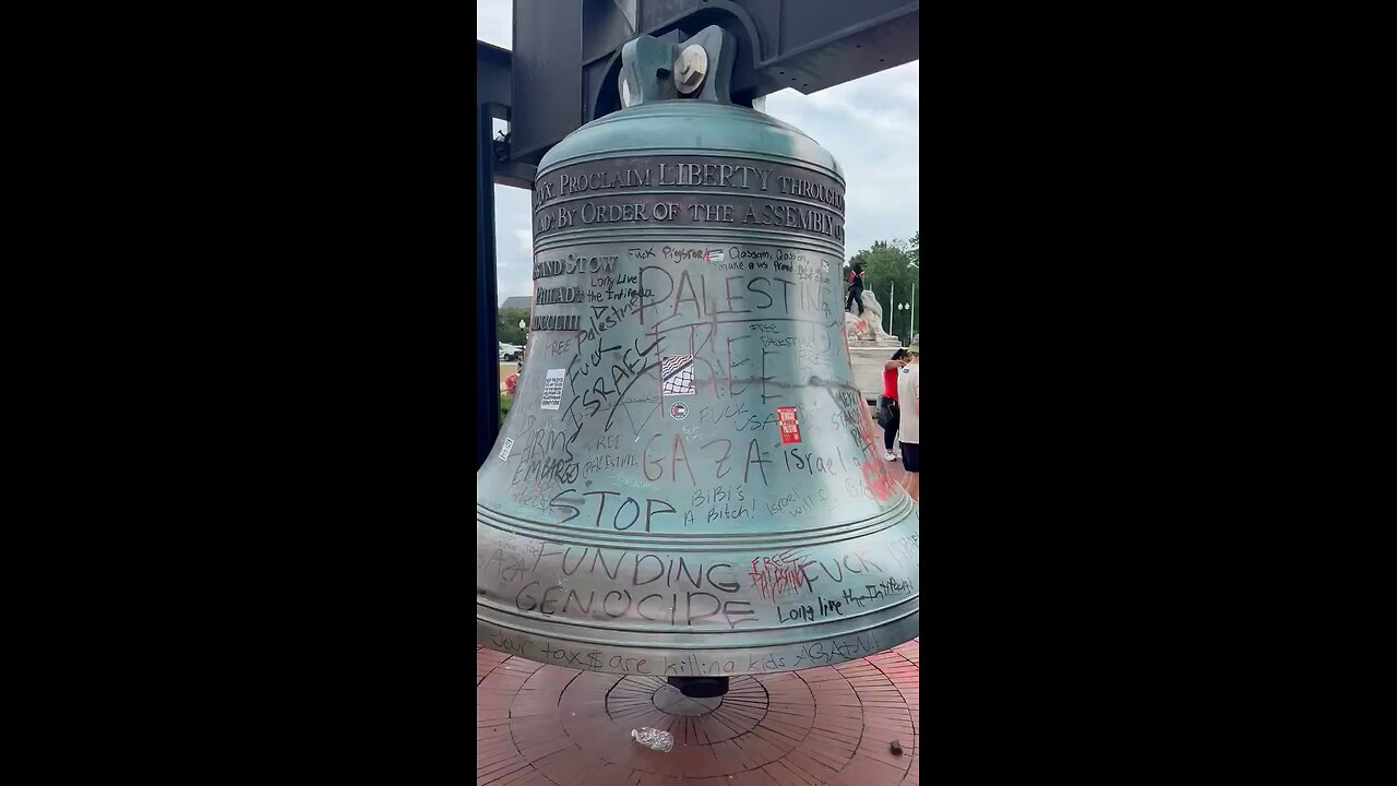 Liberty Bell Defaced by Leftist Hamas Protesters