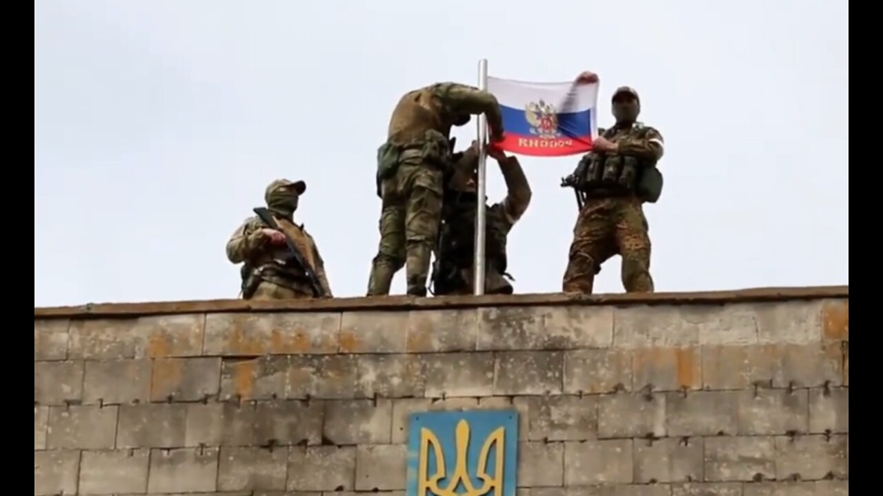 Raising the Russian flag and distributing aid, in Primorsk