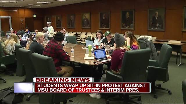 Students stage sit-in protest against MSU Board of Trustees and interim pres.