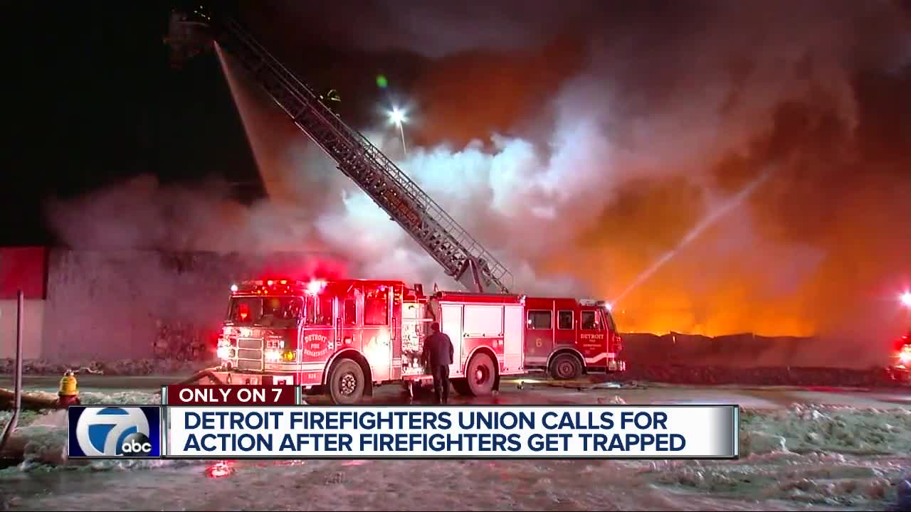 Detroit firefighters union calls for action after firefighters became trapped in burning building