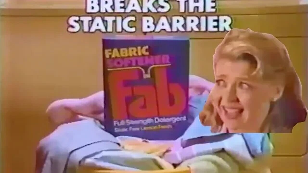 "Static Cling Run Amok" 1986 Fab Fabric Softener Commercial (#80s Ad)