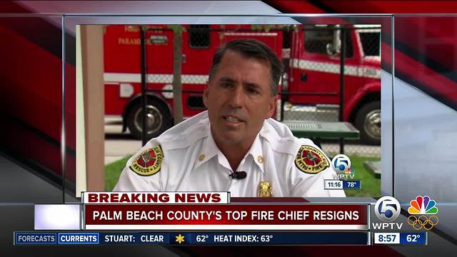 Palm Beach County Fire Rescue's top Fire Chief, Jeff Collins, resigns effective immediately