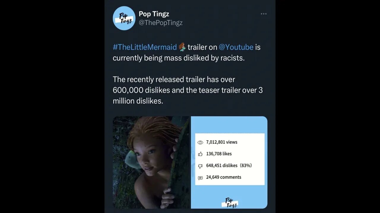 Disliking Disney's Little Mermaid is racist.