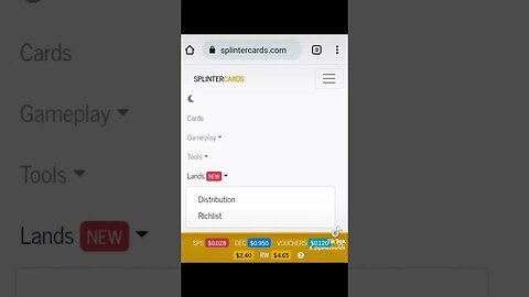Land Section Added To Splintercards.com