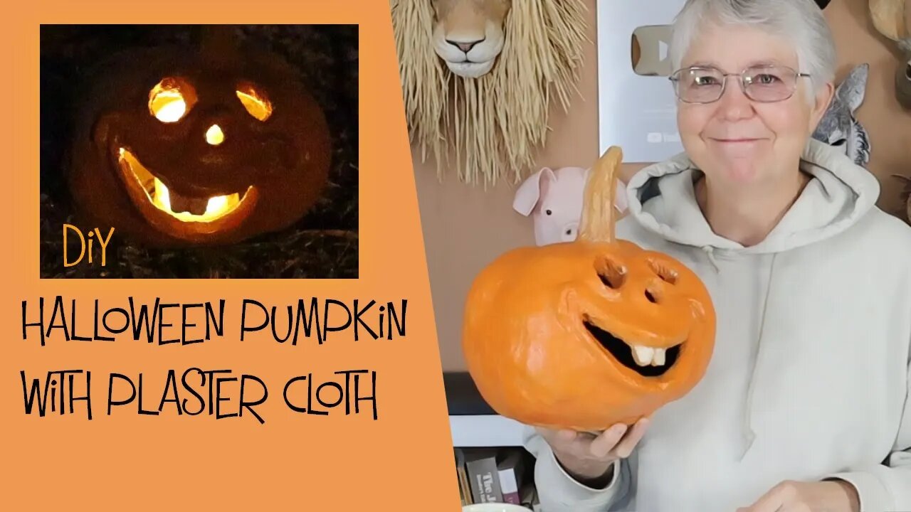 DIY Halloween Pumpkin Made with Plaster Cloth