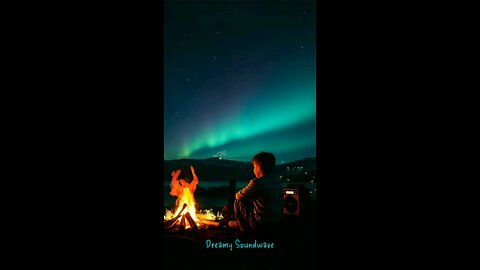"Lofi Magic: Campfire Serenity Under Auroras"