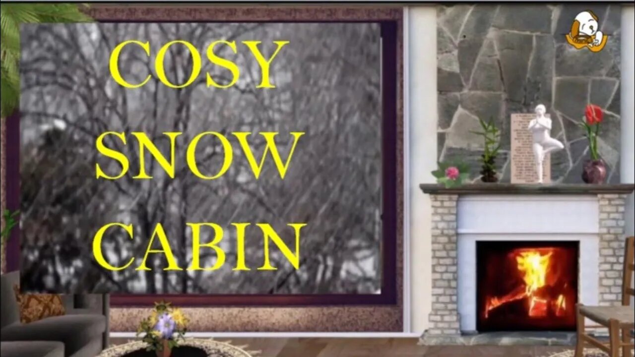 COSY SNOW CABIN. Heavy Snowfall & Crackling Fire, for Ambience, Sleep, Study and Meditation