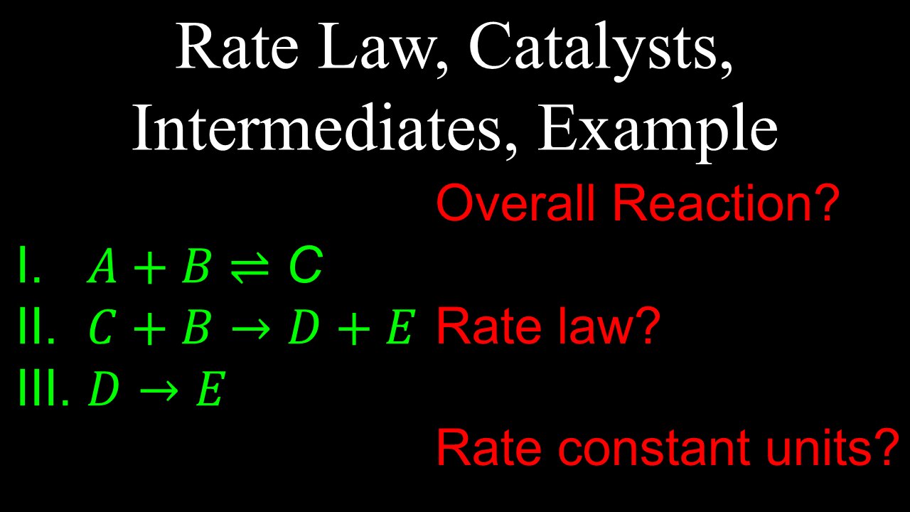 Rate Law, Catalysts, Intermediates, Kinetics, Example - Chemistry