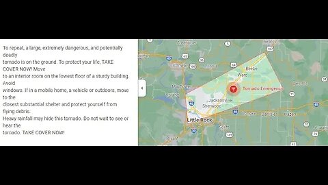 Tornado Landing in Arkansas near Sherwood and Gravel Ridge.