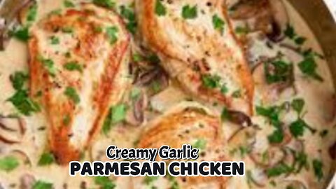 CREAMY GARLIC PARMESAN CHICKEN WITH MUSHROOMS