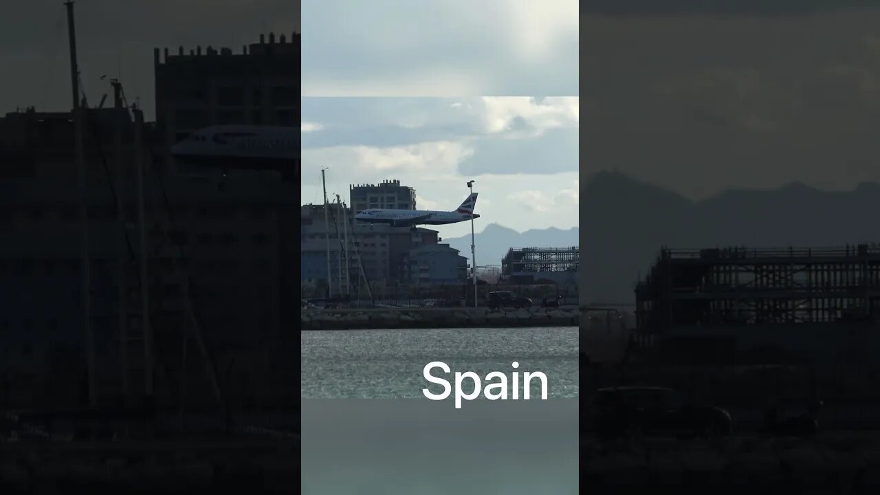 BA490 Lands at Gibraltar while Watching from Spain