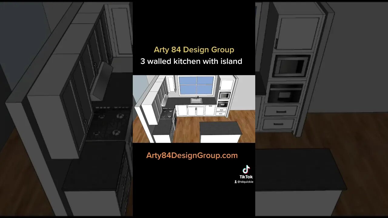 3 Walled Kitched with Island. Shaker door style - Arty 84 Design Group