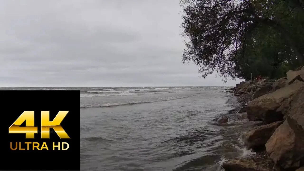 Peaceful Waves on Lake Ontario in 4K