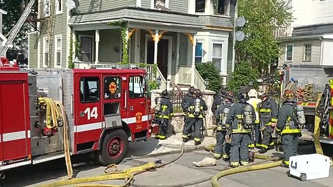 Boston fire department respond to a two-alarm fire on Sargent Street