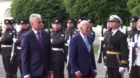 Lithuanian President Gitanas Nausėda Guides Biden Around During Arrival Ceremony At Palace