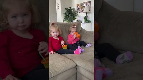 Testing the little girls to see if they will drink the chocolate milk!!!