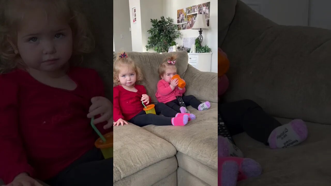 Testing the little girls to see if they will drink the chocolate milk!!!
