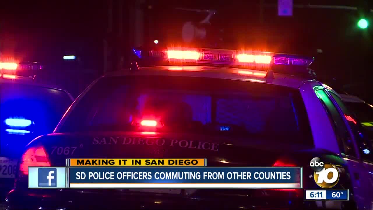 SDPD officers commuting to work from other counties