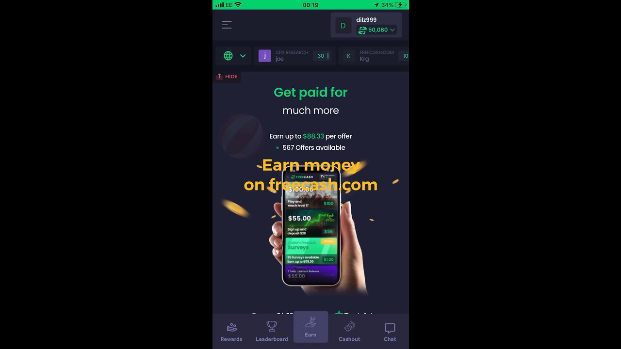 Earn money or crypto or gift cards on freecash.com