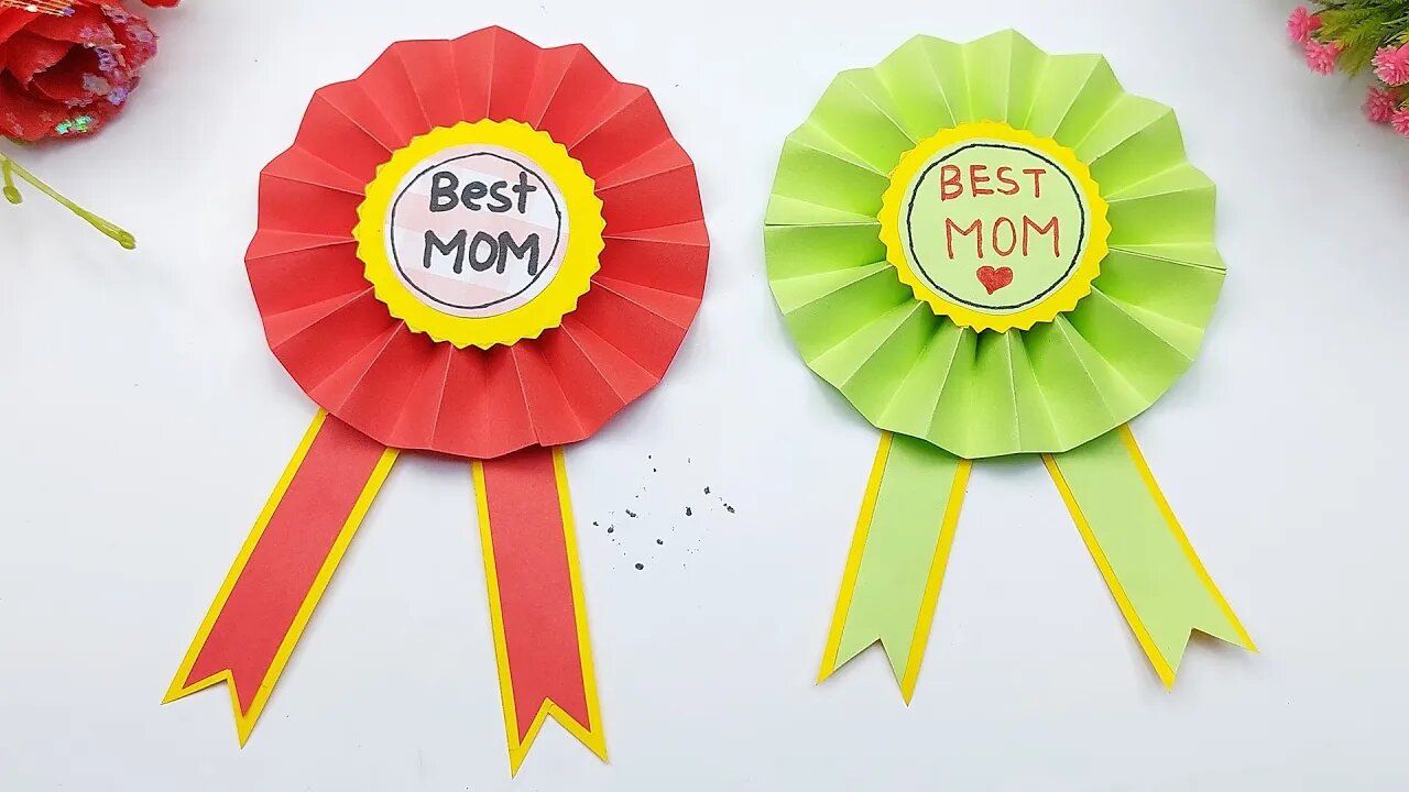 How to Make Mothers Day Paper Badge | Homemade Mother's Day Craft Ideas For School Projects