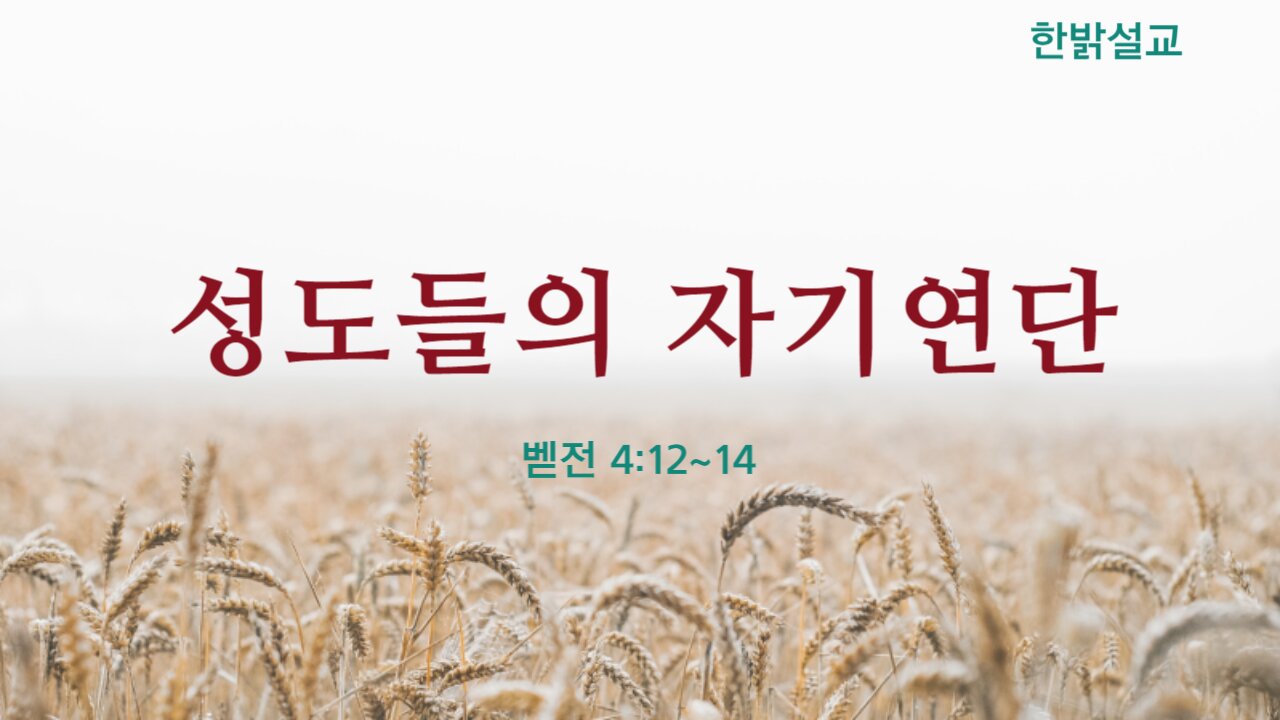[설교] 성도들의 자기연단 (벧전 412~14) 231030(일) 한밝모바일교회