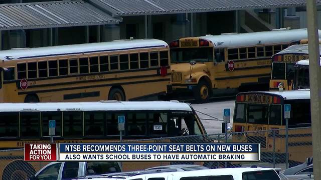 NTSB wants shoulder and lap belts on all new school buses