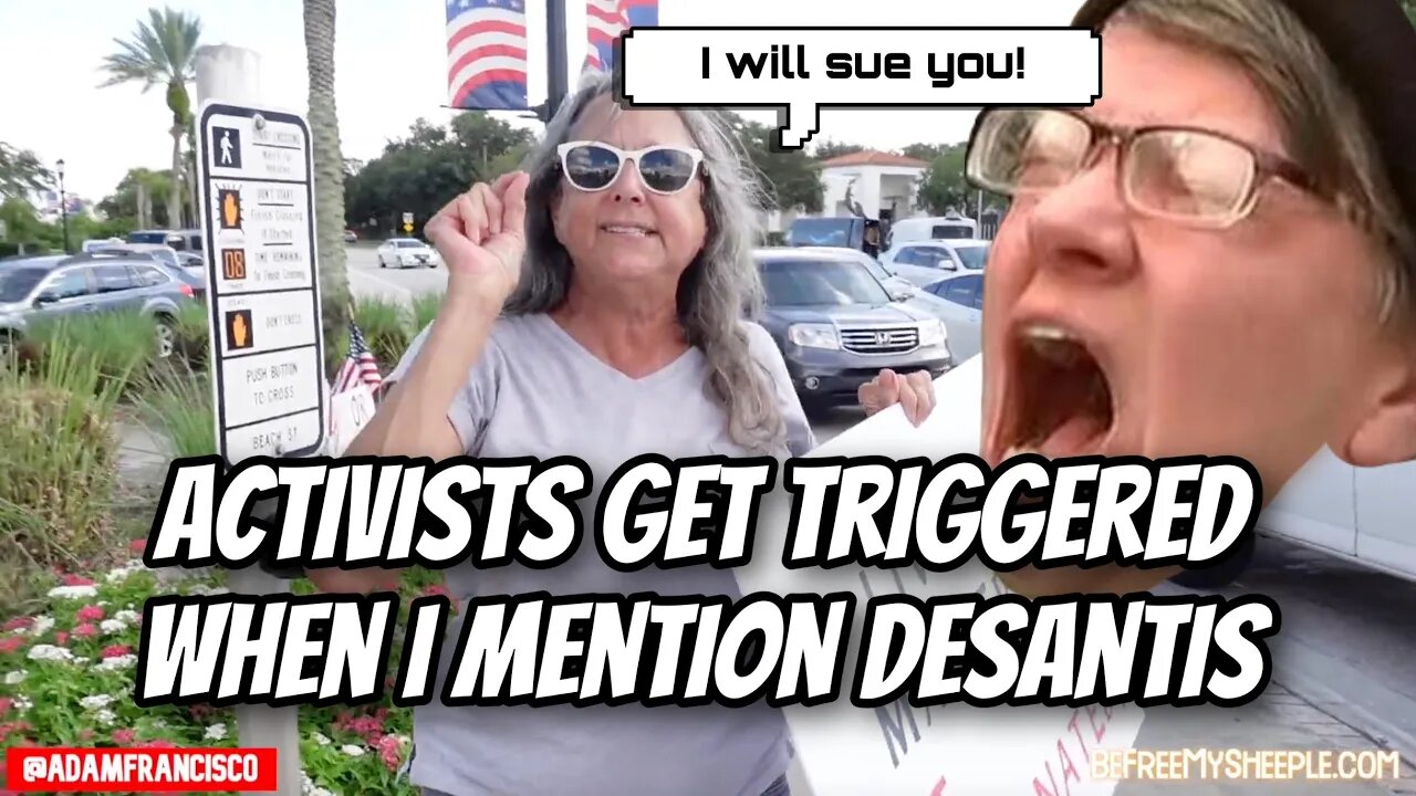 2 liberal activists get triggered when I mention DeSantis' name (from 2021)